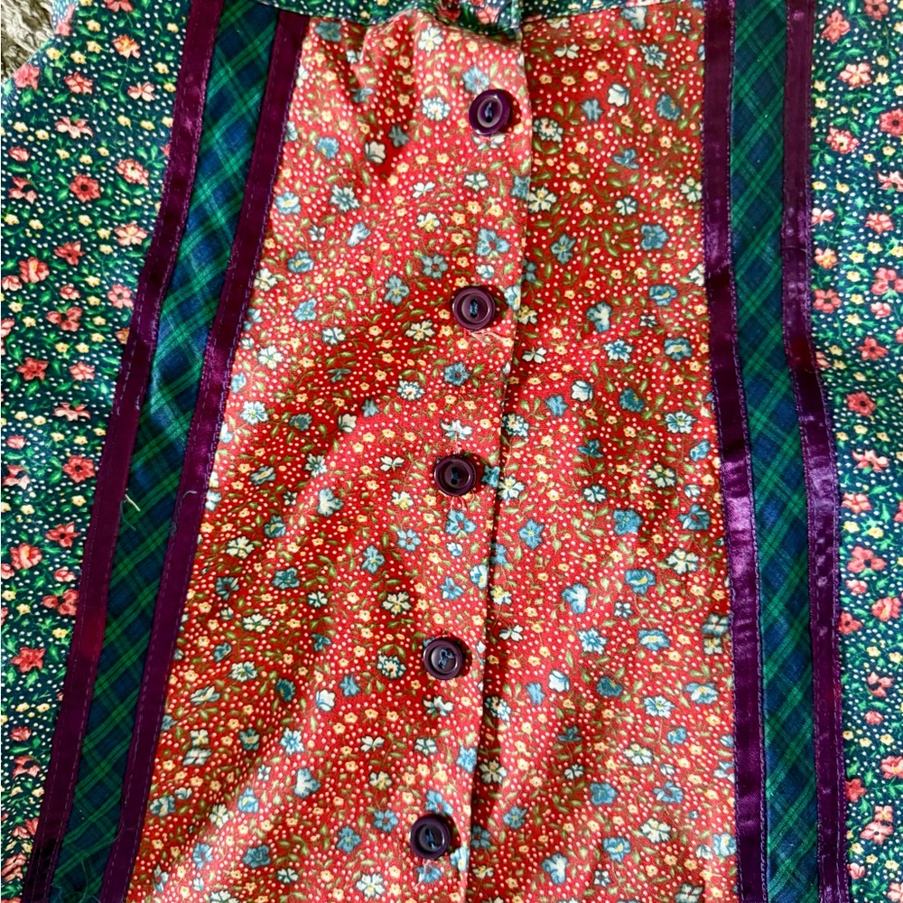 VTG GUNNE SAX Jessica’s Gunnies Floral/plaid Patch Skirt Lace Trim.size 9 - Picture 8 of 12